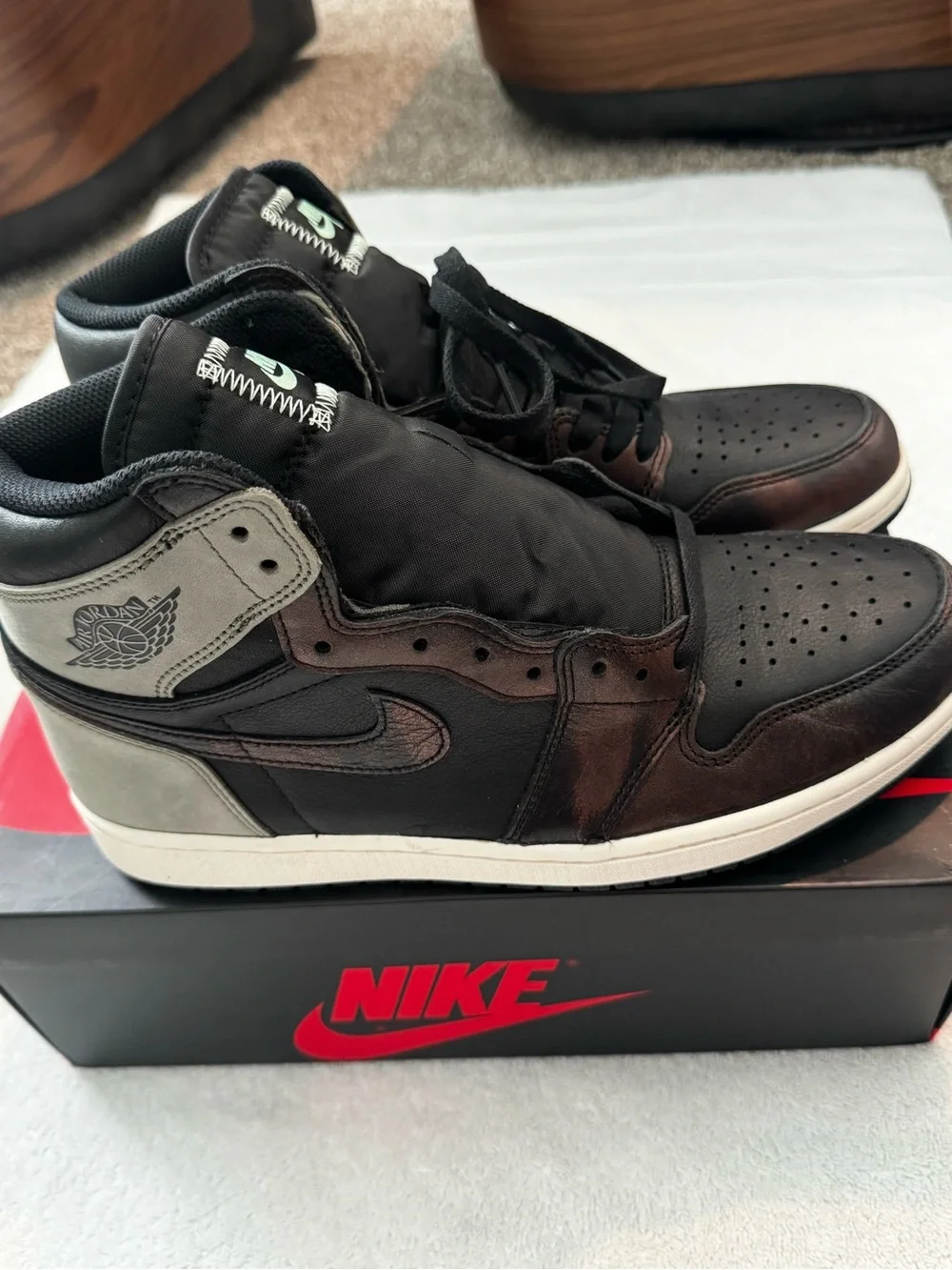 Jordan High-Top Sneakers in Black, Brown & Light Gray